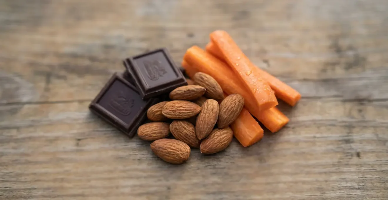 Assortiment d'aliments énergétiques sains pour les pauses sur autoroute