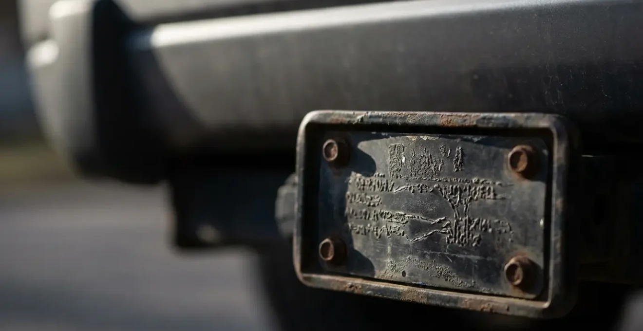 Gros plan sur une plaque d'identification d'attelage montrant clairement la valeur S et les spécifications techniques