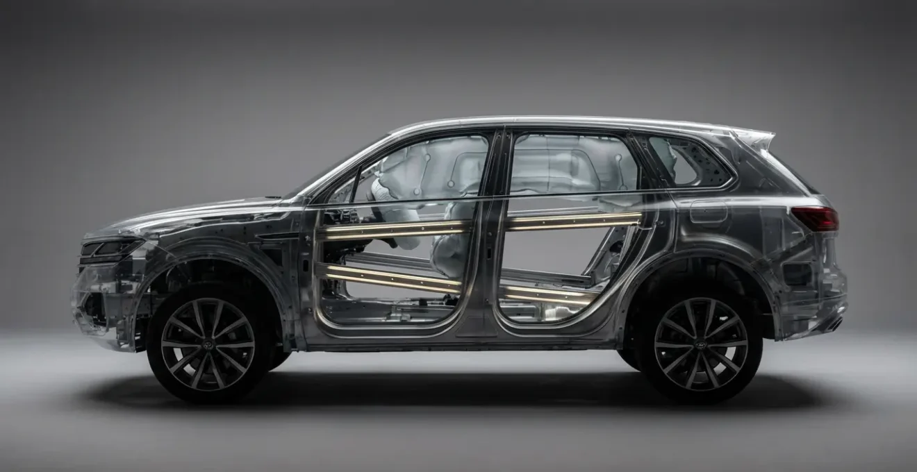 Vue en coupe d'un SUV montrant les zones de protection latérale et les airbags rideaux déployés